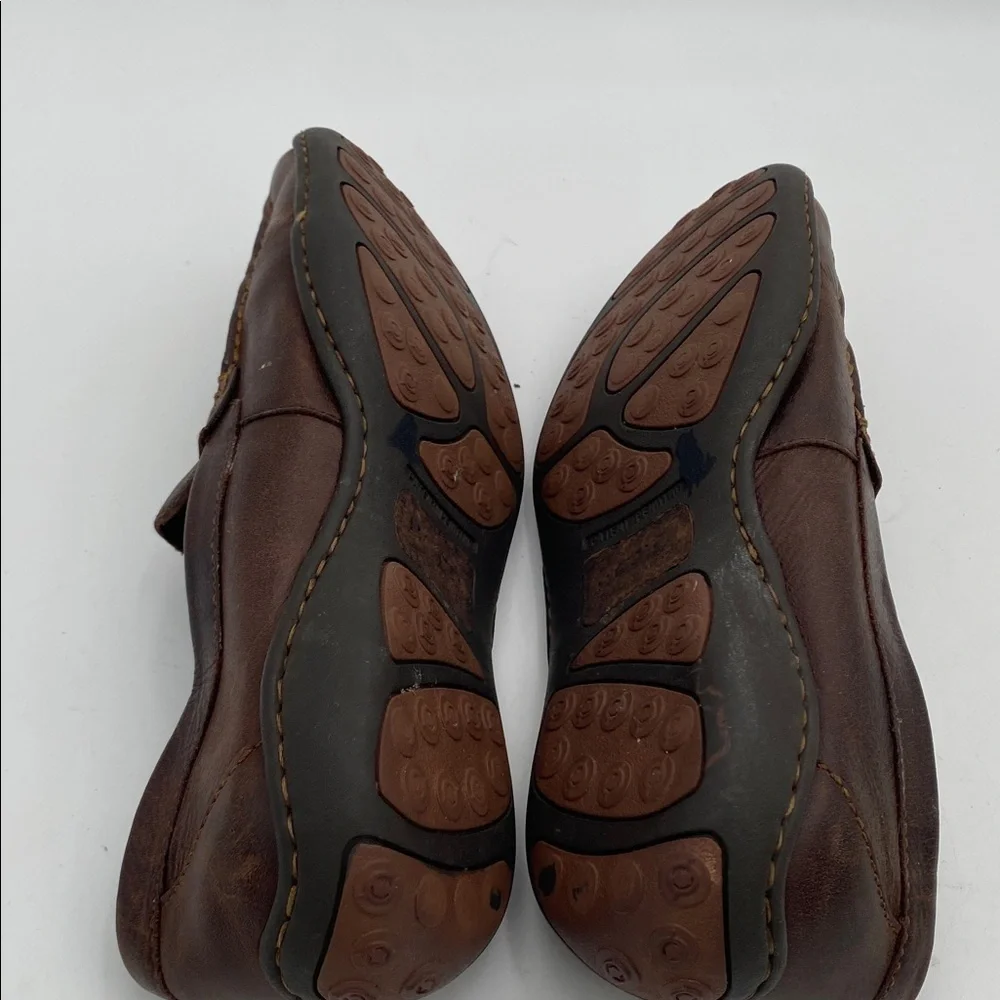Born Dark Brown Leather Slip-On Loafers mens 8.5 slip on casual retro